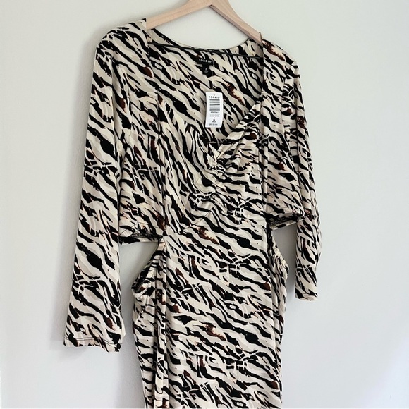 NWT Torrid Maxi Studio Knit Midi Dress Watercolor Zebra Tan Brown Orange Size 2X - Picture 7 of 14